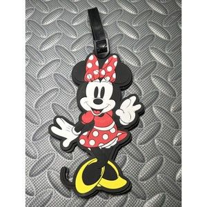 Disney Minnie Mouse Luggage Travel Tag Black Red Rubber Material 6"x4"